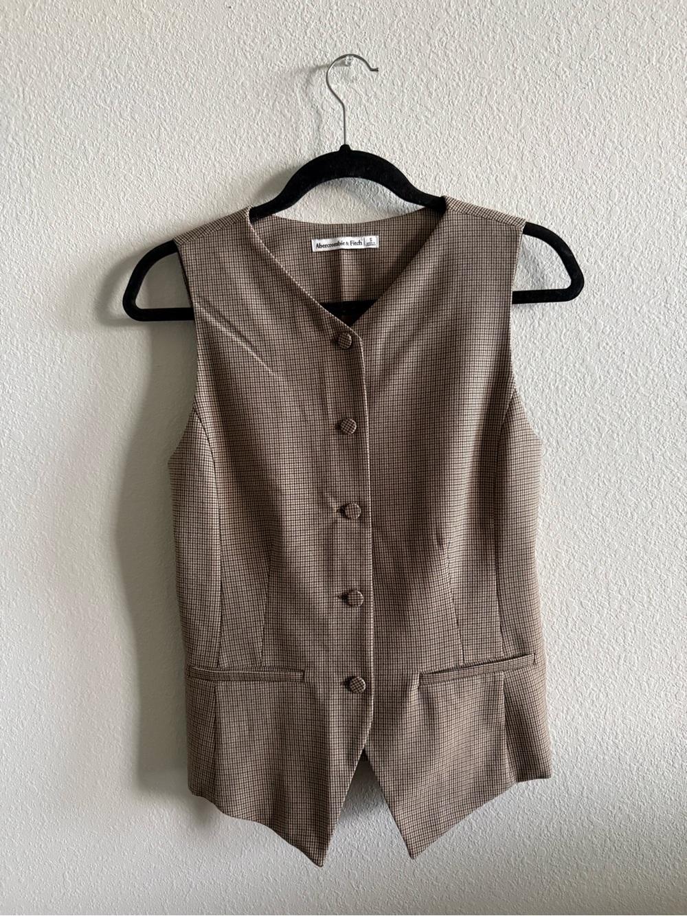 Abercrombie & Fitch Brown Houndstooth Tailored Suiting Vest - Picture 2 of 4